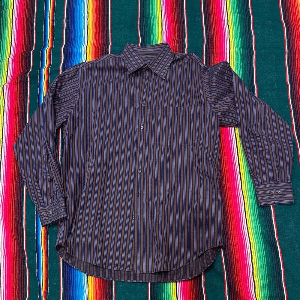 Elegant Striped Black and Blue Men's Shirt